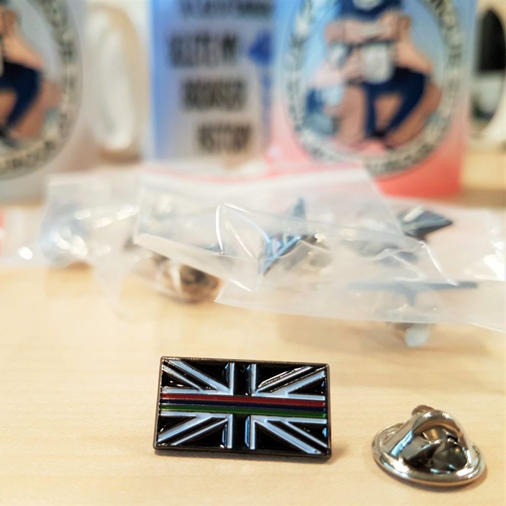 "Thin Red, Green & Blue Line" Pin Badge - Image 2