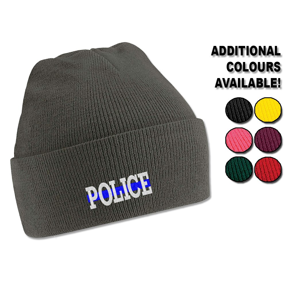 "Police" Thin Blue Line Beanie