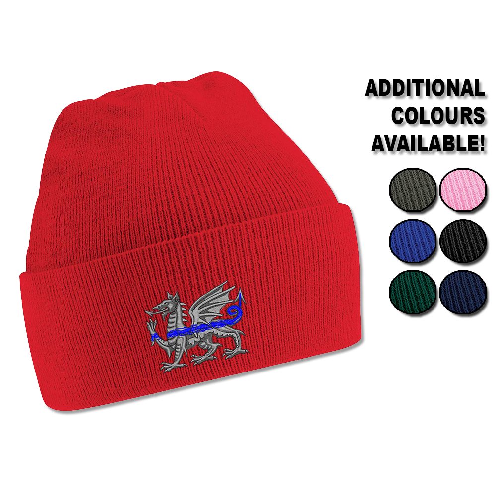 "Welsh Dragon" Thin Blue Line Beanie