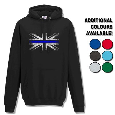 Distressed Thin Blue Line Flag Hoodie