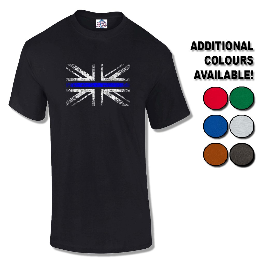 Mens Distressed Blue Line Flag | UK Cop