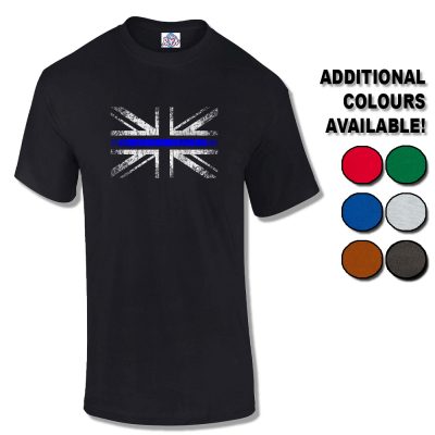 Mens Distressed Thin Blue Line Flag T-Shirt