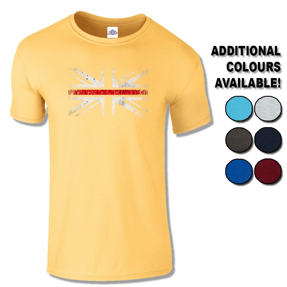 Mens Distressed Thin Red Line Flag T-Shirt