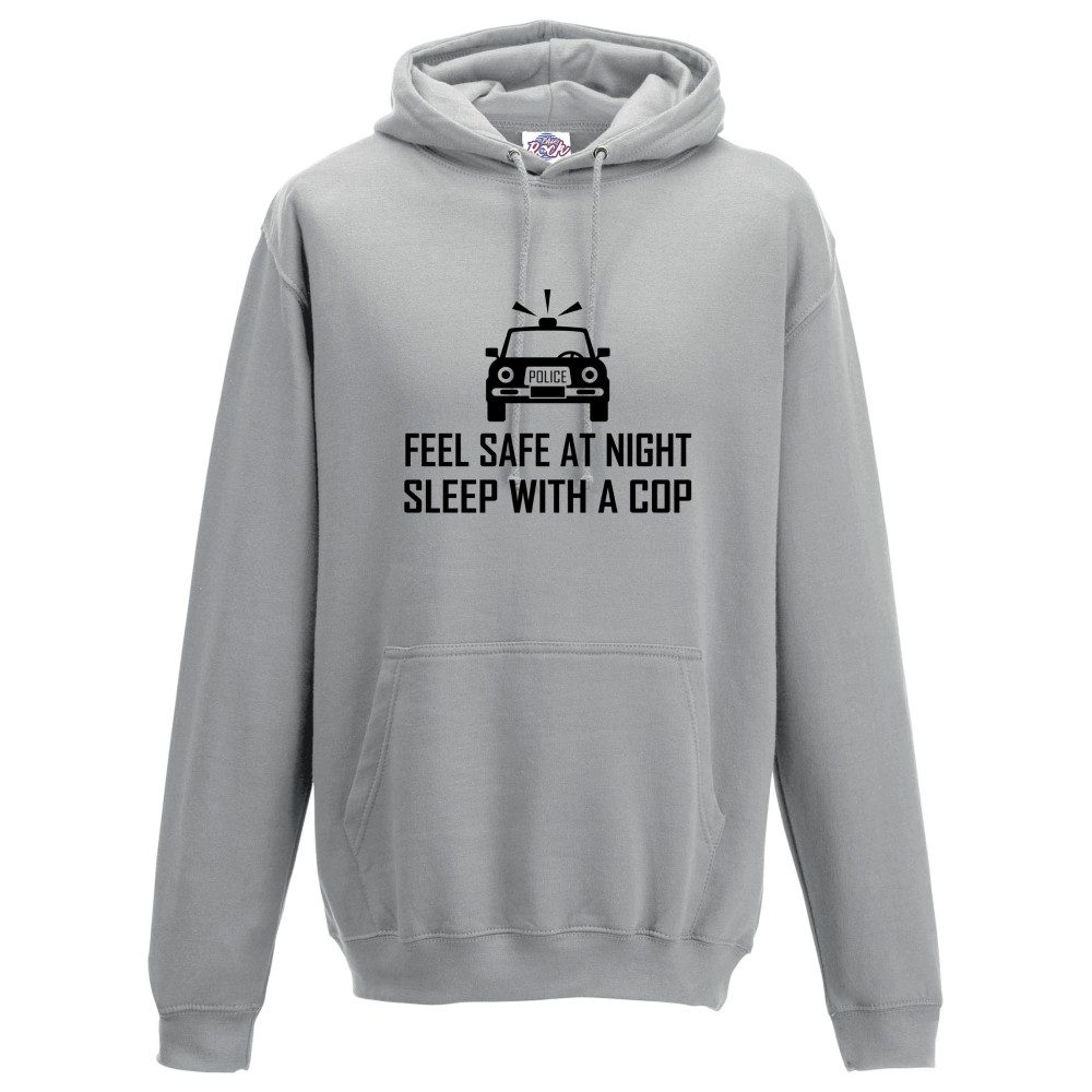 Feel Safe at Night Sleep with A Cop Hoodie Black