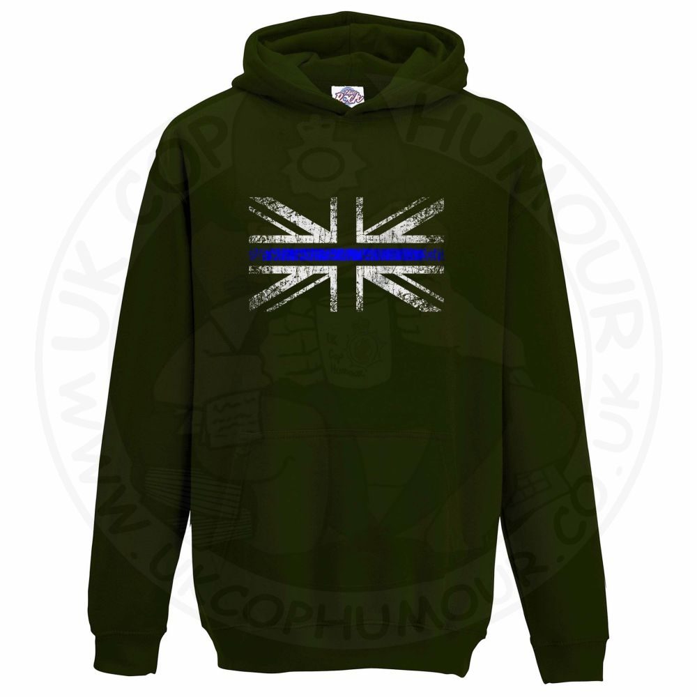 Kids Distressed Thin Blue Line Flag Hoodie - Image 13