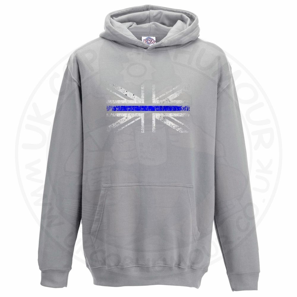 Kids Distressed Thin Blue Line Flag Hoodie - Image 10