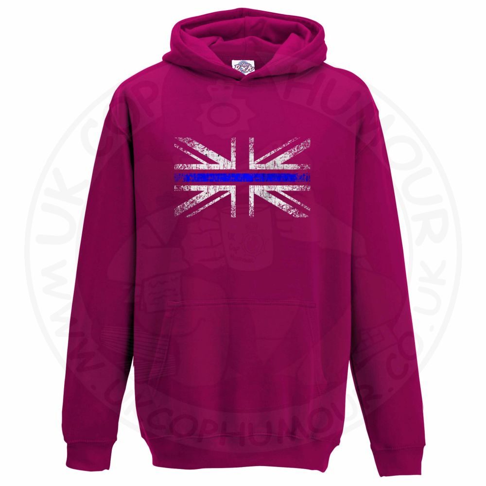 Kids Distressed Thin Blue Line Flag Hoodie - Image 9