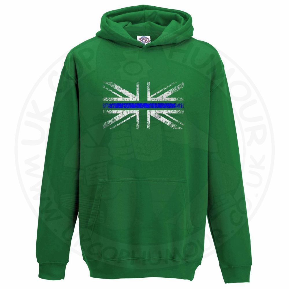 Kids Distressed Thin Blue Line Flag Hoodie - Image 8