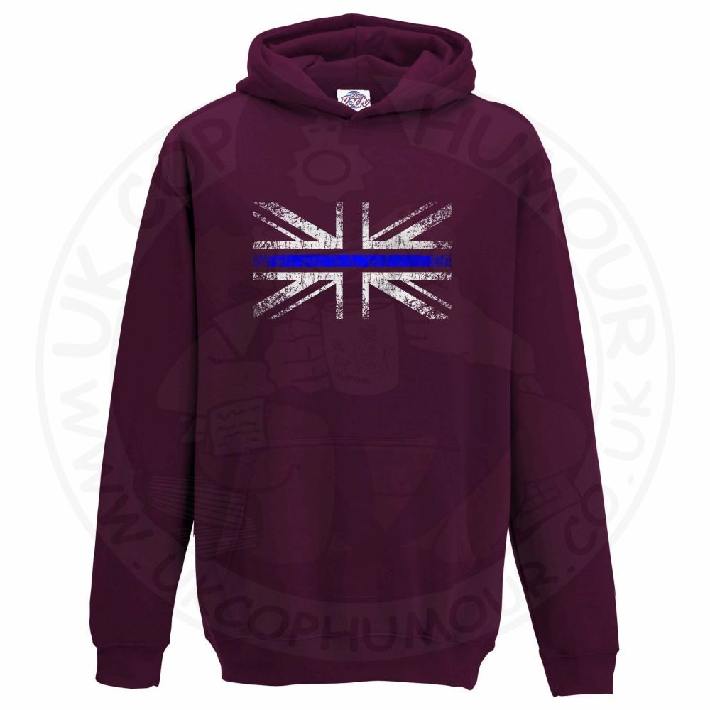Kids Distressed Thin Blue Line Flag Hoodie - Image 7