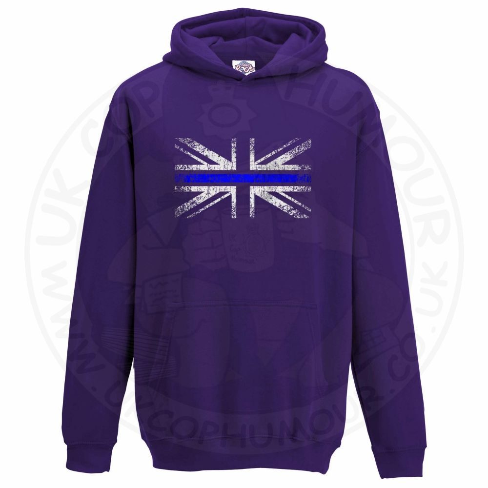 Kids Distressed Thin Blue Line Flag Hoodie - Image 4
