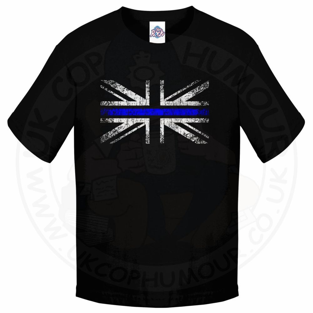 Kids Distressed Thin Blue Line Flag T-Shirt - Image 11
