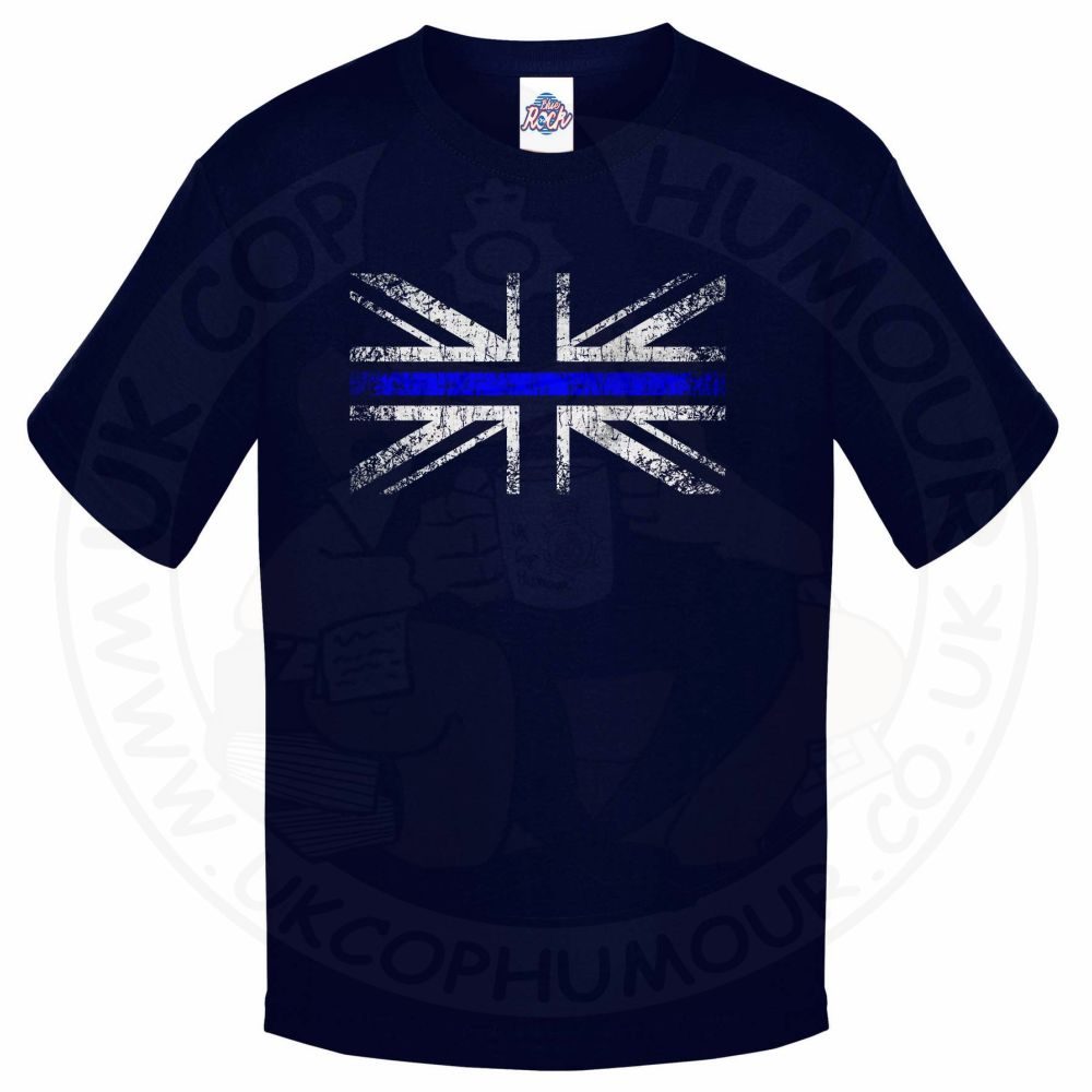 Kids Distressed Thin Blue Line Flag T-Shirt - Image 8