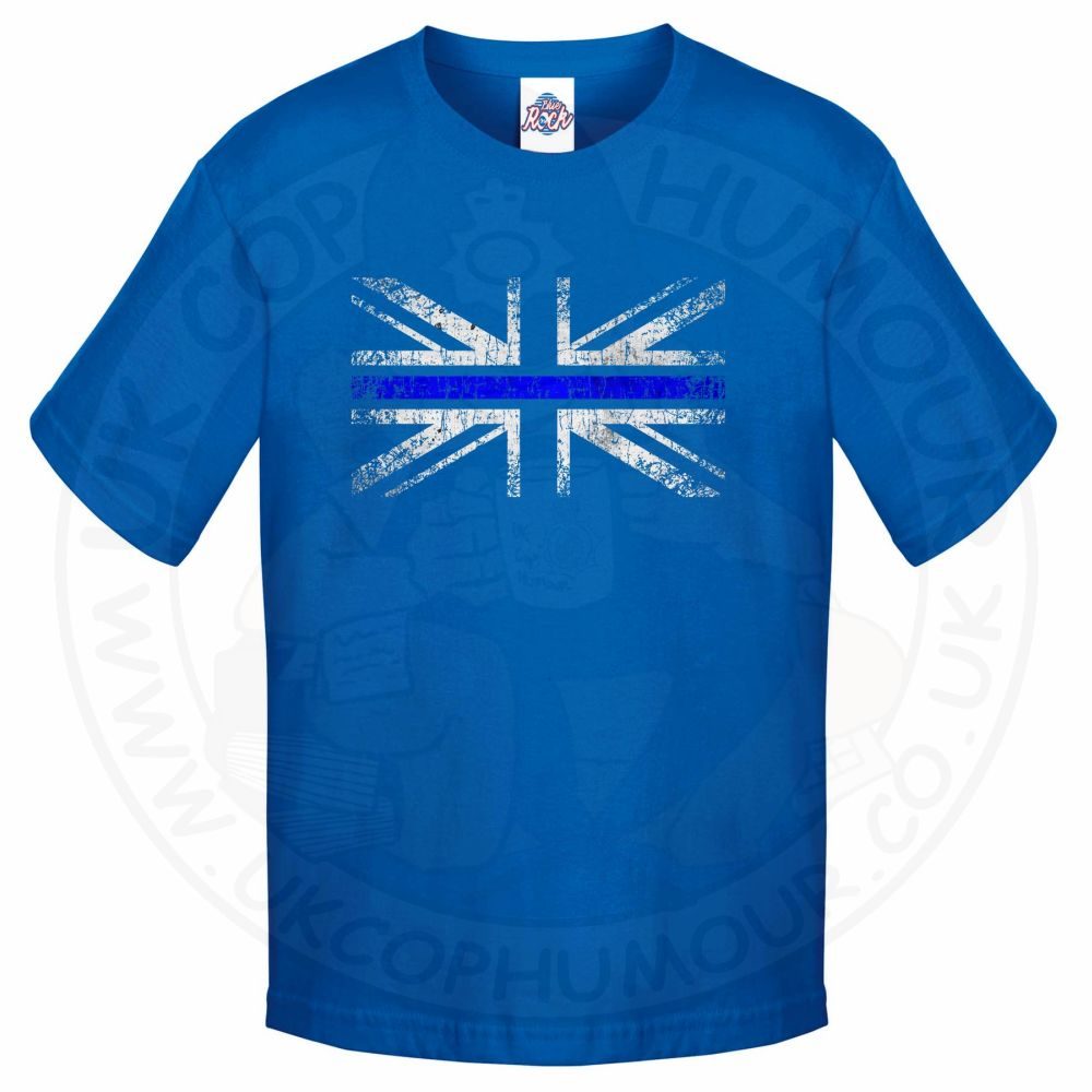 Kids Distressed Thin Blue Line Flag T-Shirt - Image 5