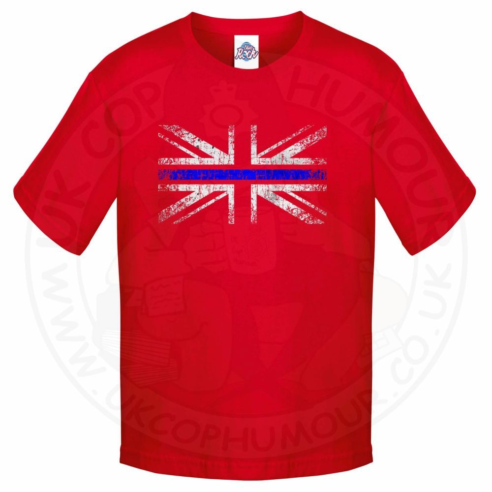 Kids Distressed Thin Blue Line Flag T-Shirt - Image 4