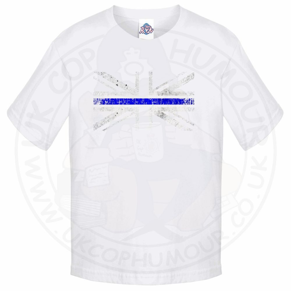 Kids Distressed Thin Blue Line Flag T-Shirt - Image 3