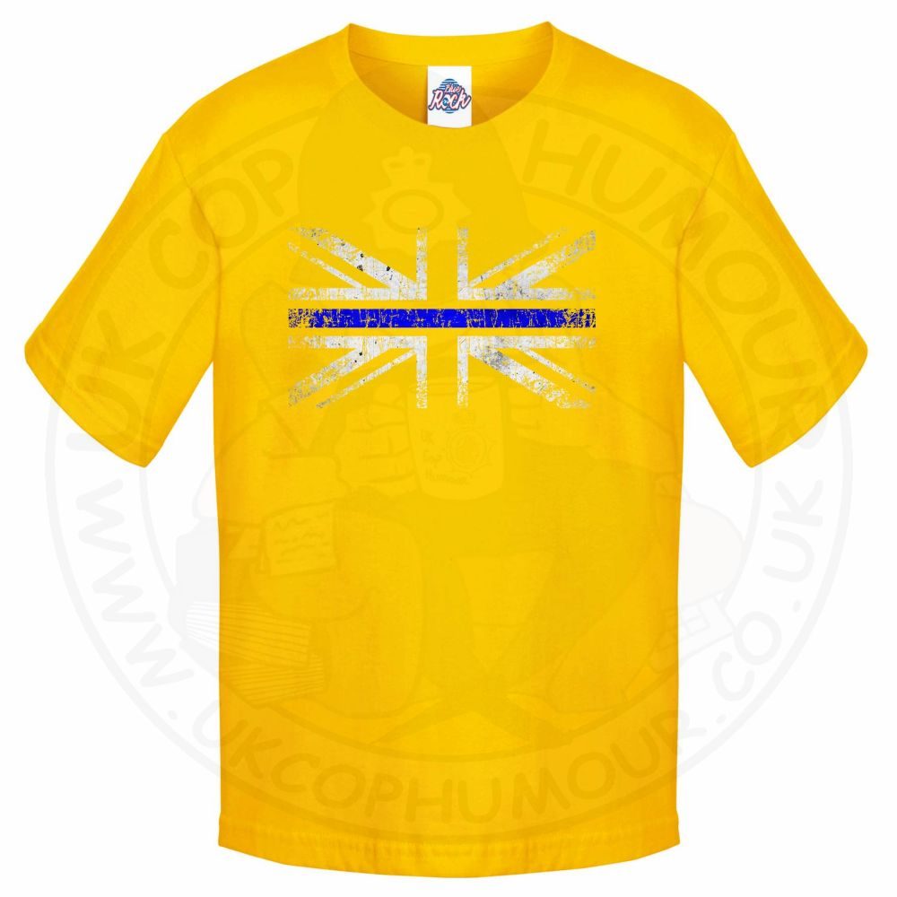 Kids Distressed Thin Blue Line Flag T-Shirt - Image 2
