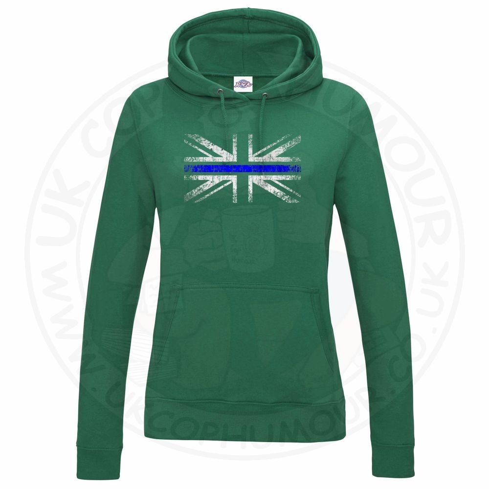 Womens Distressed Thin Blue Line Flag Hoodie - Image 11