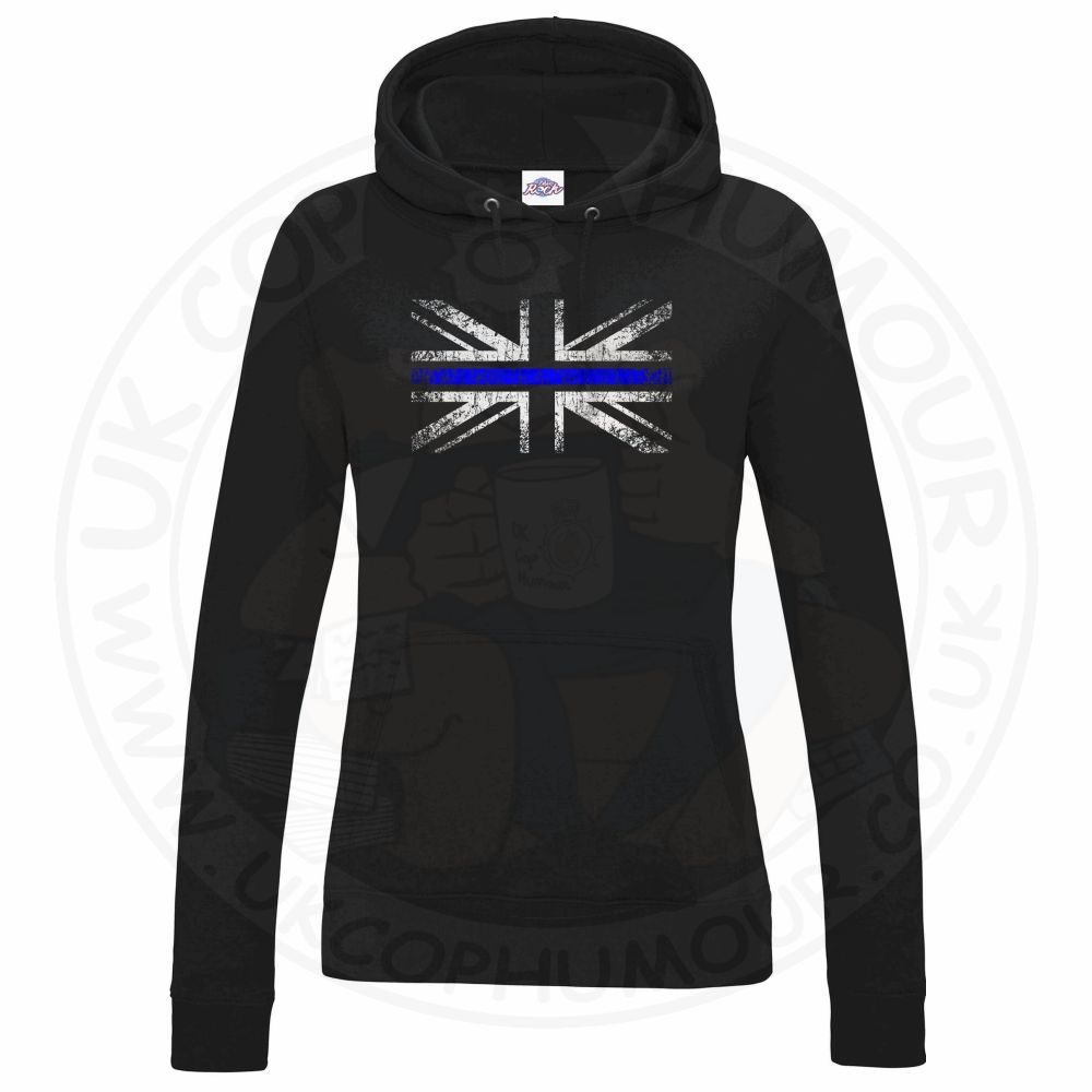 Womens Distressed Thin Blue Line Flag Hoodie - Image 10