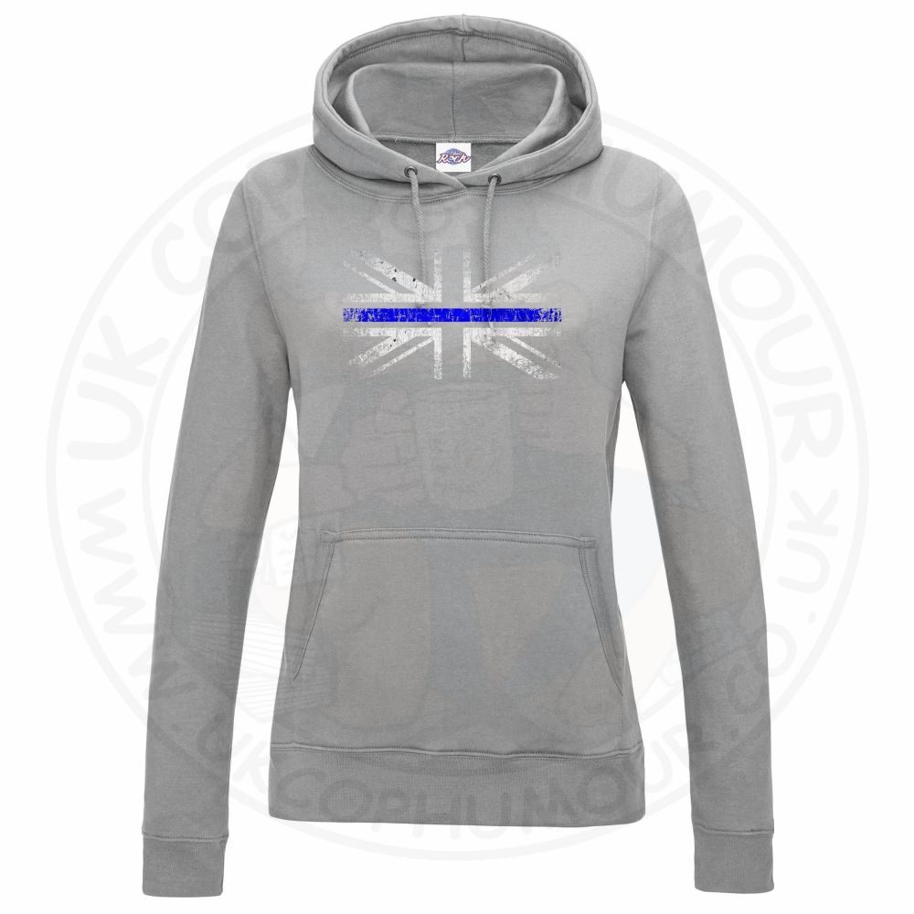 Womens Distressed Thin Blue Line Flag Hoodie - Image 9