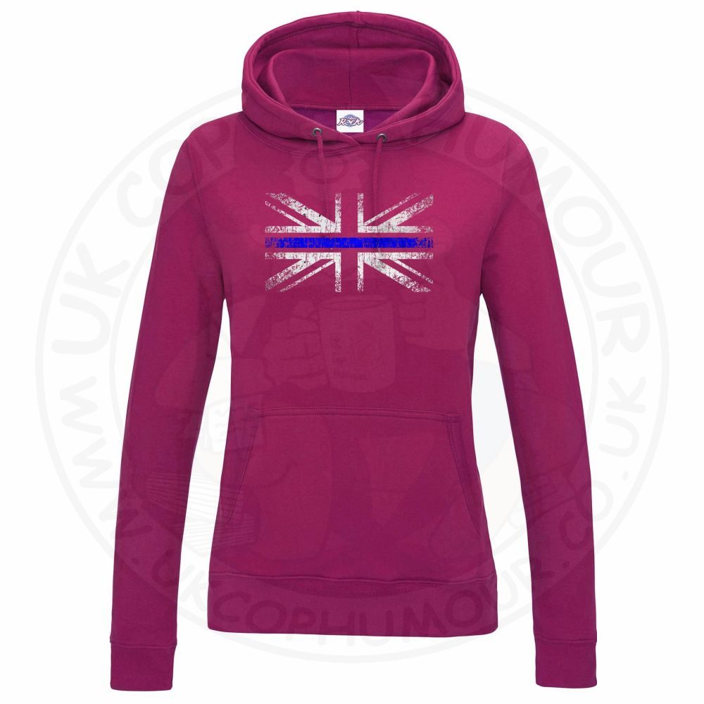 Womens Distressed Thin Blue Line Flag Hoodie - Image 8