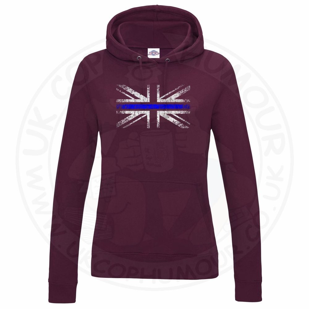 Womens Distressed Thin Blue Line Flag Hoodie - Image 6