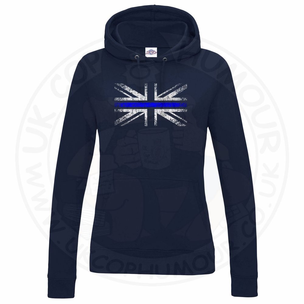 Womens Distressed Thin Blue Line Flag Hoodie - Image 5