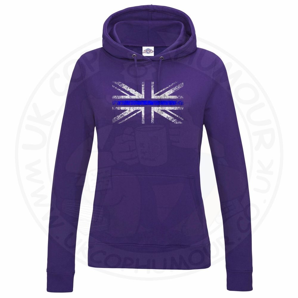 Womens Distressed Thin Blue Line Flag Hoodie - Image 3