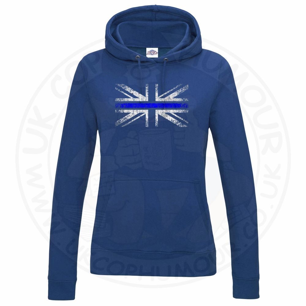 Womens Distressed Thin Blue Line Flag Hoodie - Image 2