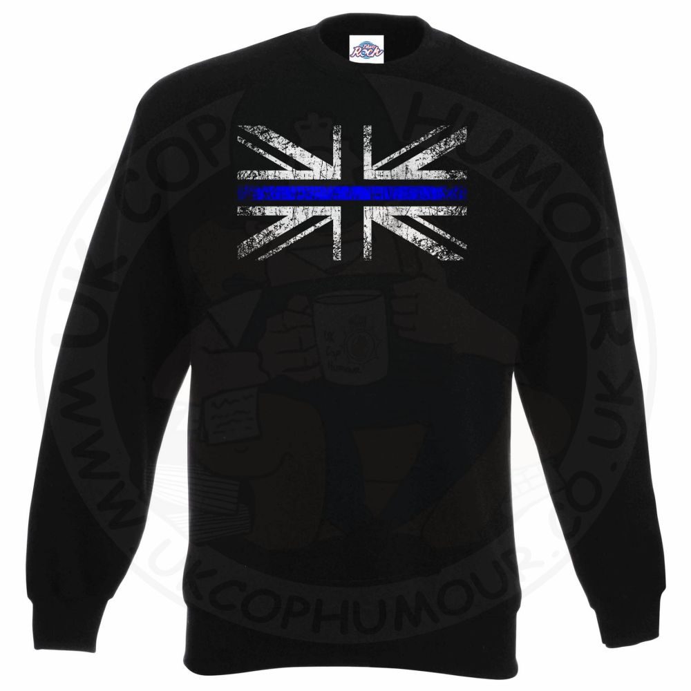 Distressed Thin Blue Line Flag Sweatshirt - Image 10