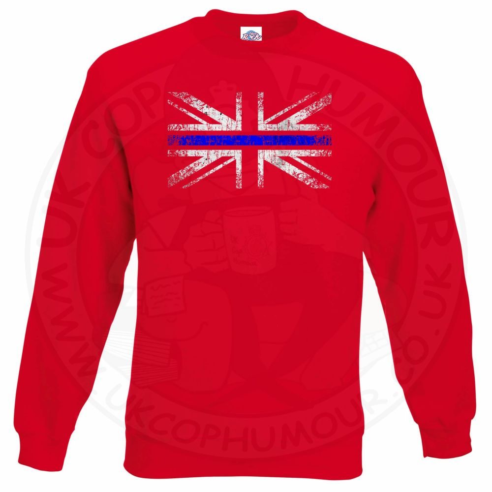 Distressed Thin Blue Line Flag Sweatshirt - Image 5