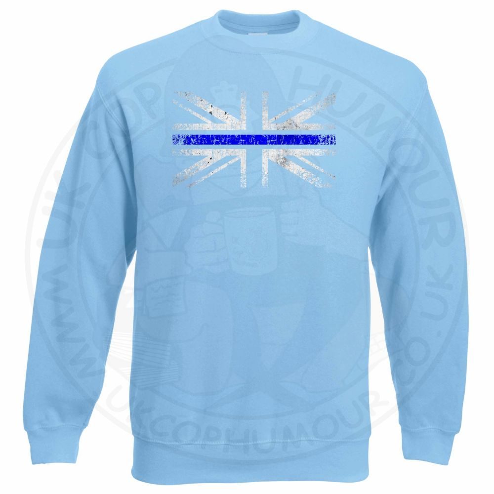 Distressed Thin Blue Line Flag Sweatshirt - Image 4