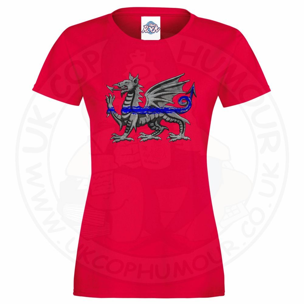Womens Dragon Thin Blue Line T-Shirt - Image 4
