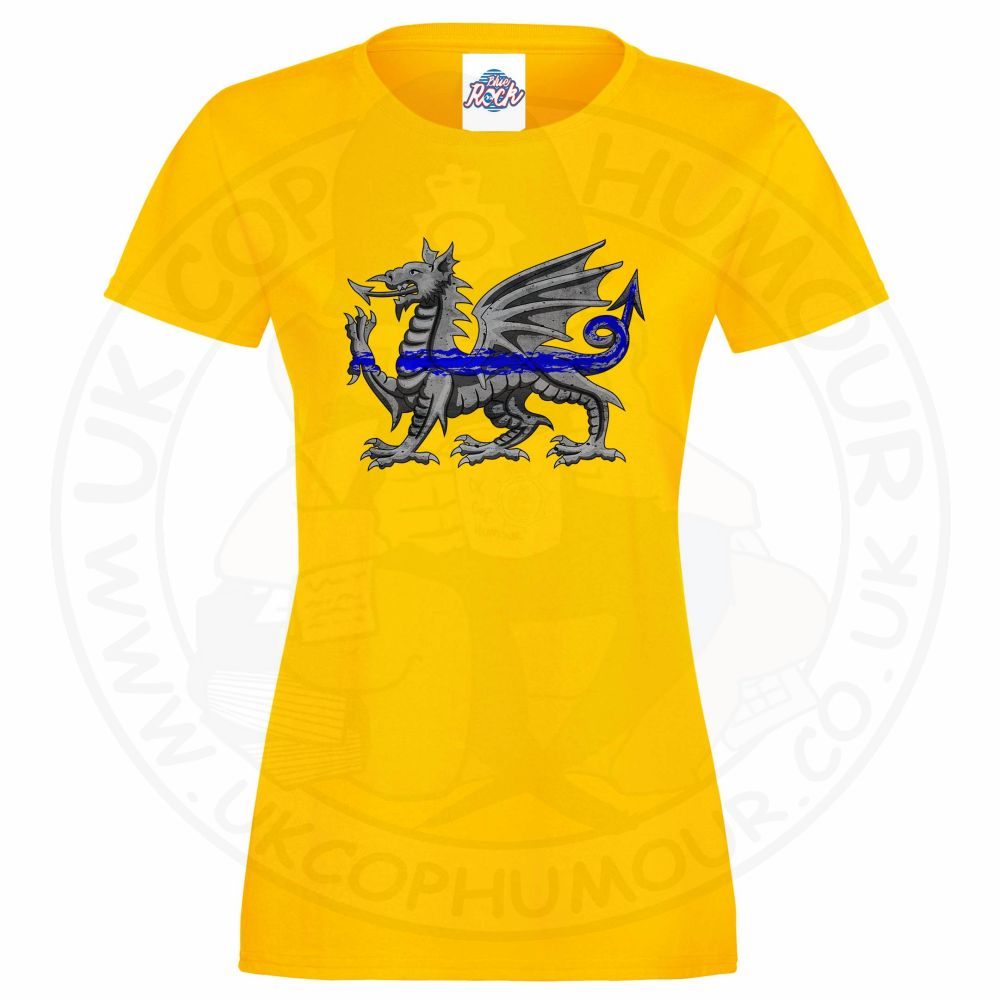 Womens Dragon Thin Blue Line T-Shirt - Image 2