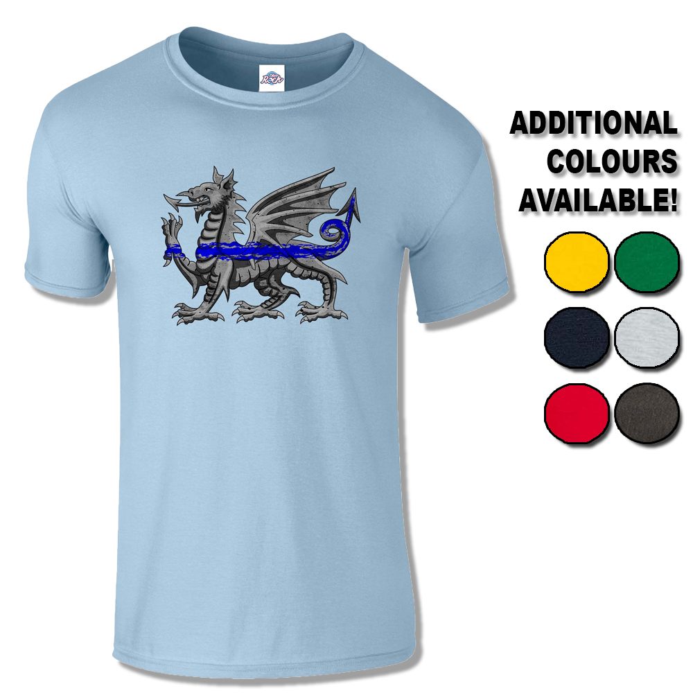 Mens Dragon Thin Blue Line T-Shirt