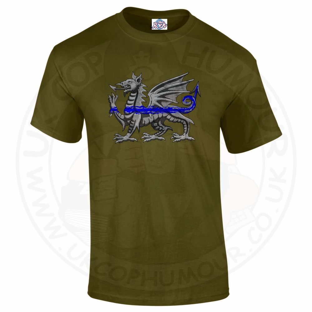 Mens Dragon Thin Blue Line T-Shirt - Image 4