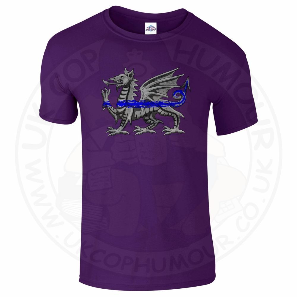Mens Dragon Thin Blue Line T-Shirt - Image 3