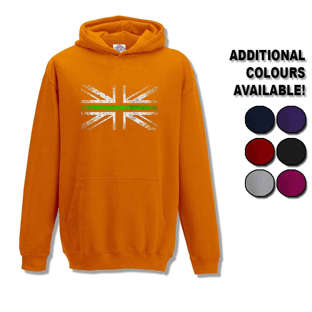Kids Distressed Green Line Hoodie
