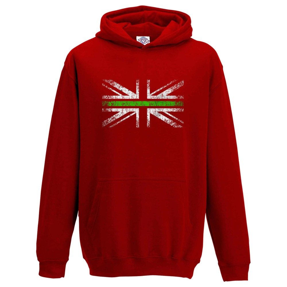 Kids Distressed Green Line Hoodie - Image 2