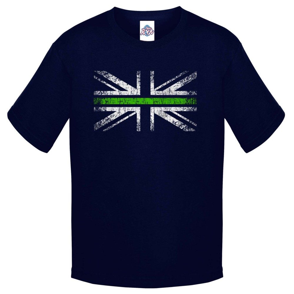 Kids Distressed Green Line T-Shirt - Image 9