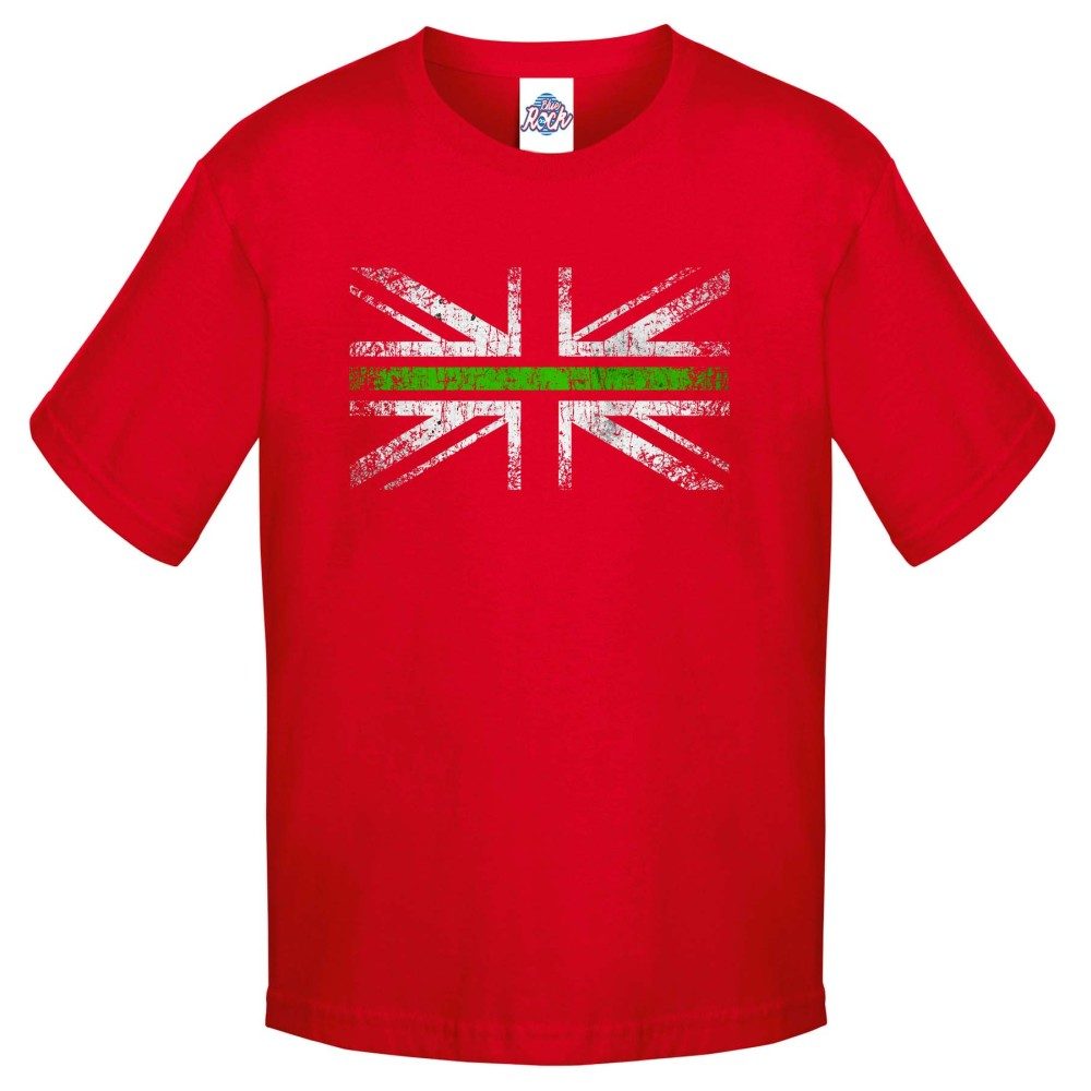 Kids Distressed Green Line T-Shirt - Image 5