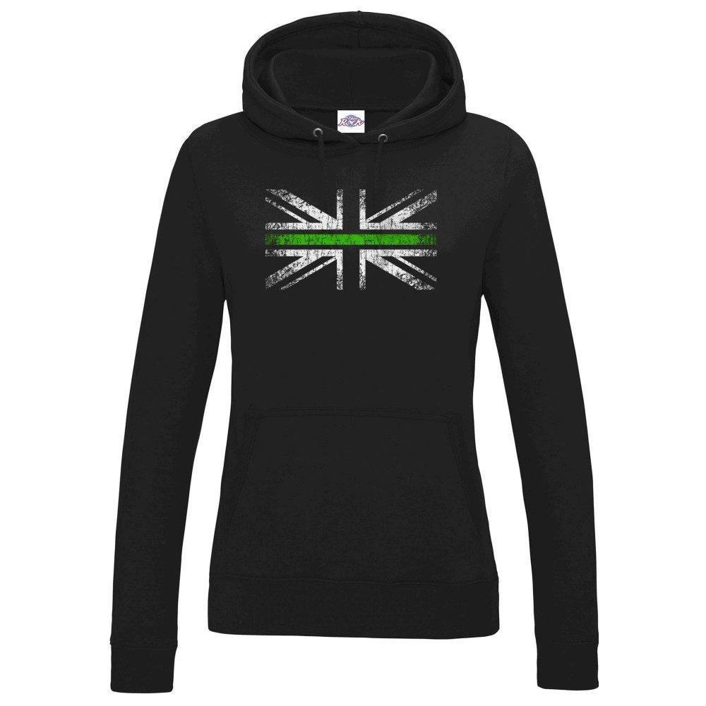 Womens Distressed Green Line Flag Hoodie - Image 11