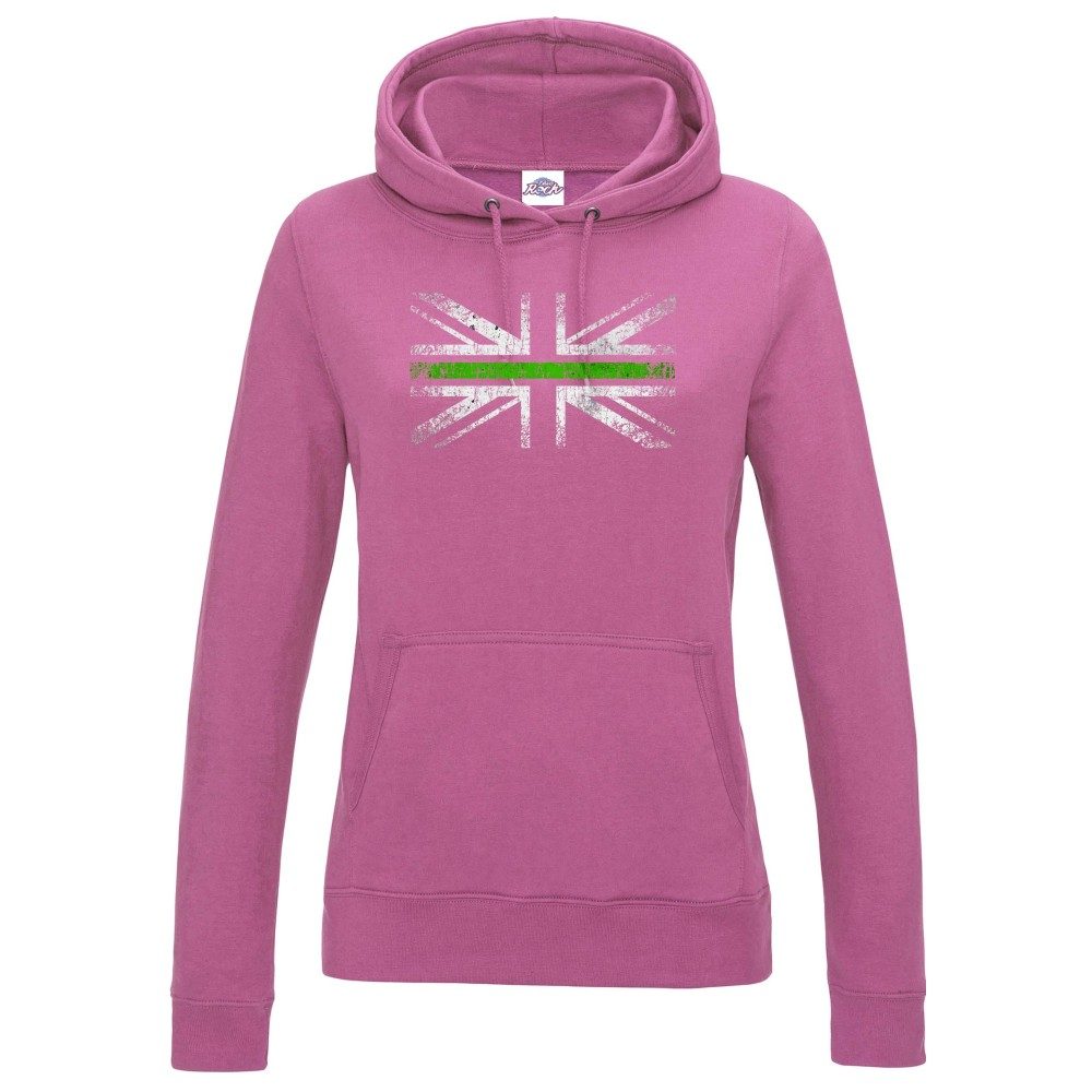 Womens Distressed Green Line Flag Hoodie - Image 10