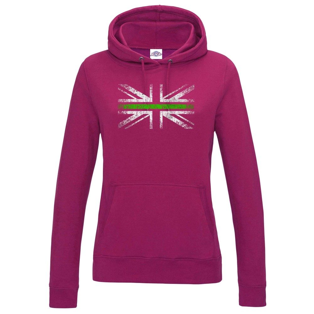 Womens Distressed Green Line Flag Hoodie - Image 8