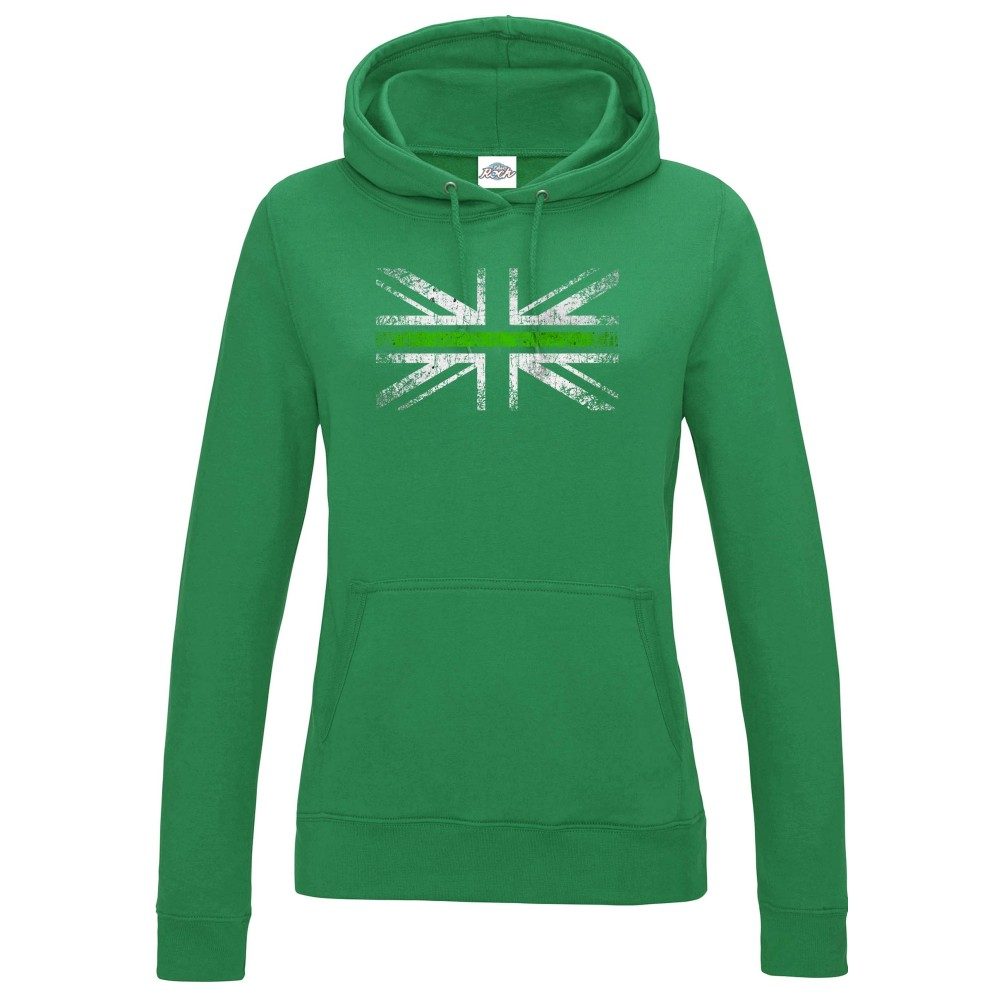 Womens Distressed Green Line Flag Hoodie - Image 7