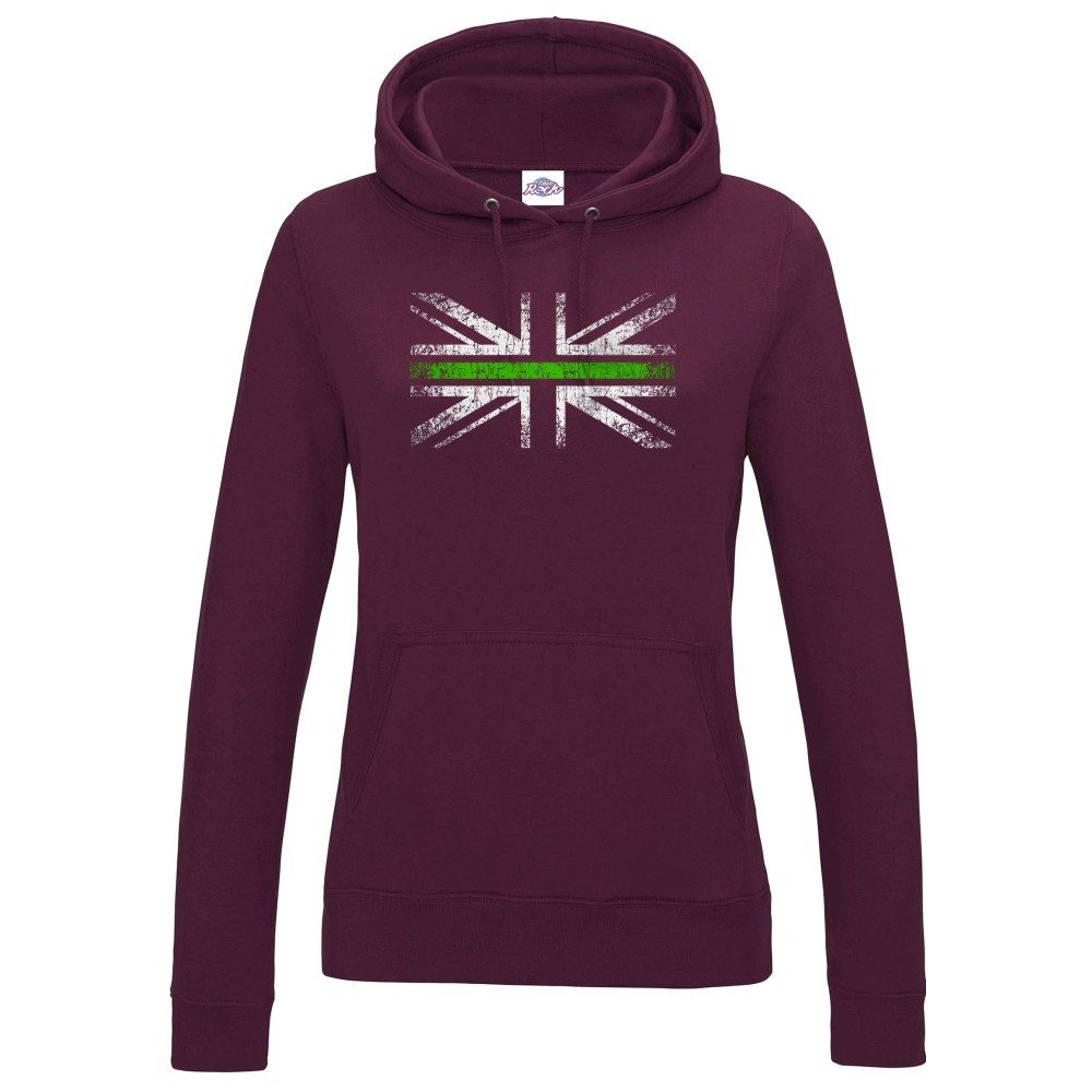 Womens Distressed Green Line Flag Hoodie - Image 6