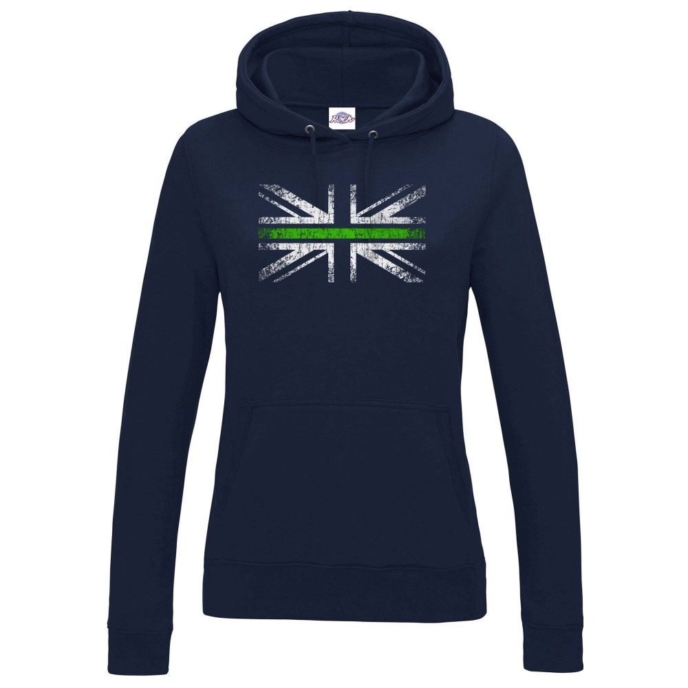 Womens Distressed Green Line Flag Hoodie - Image 5