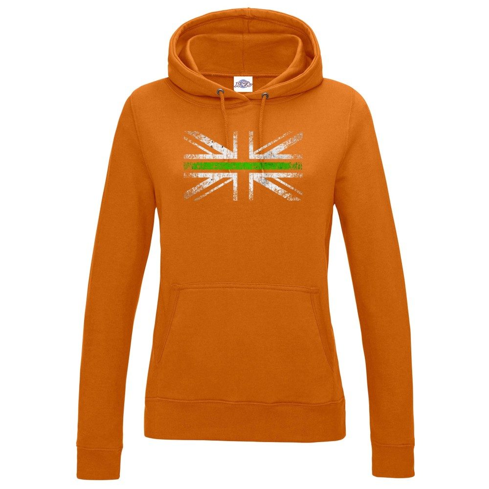 Womens Distressed Green Line Flag Hoodie - Image 4