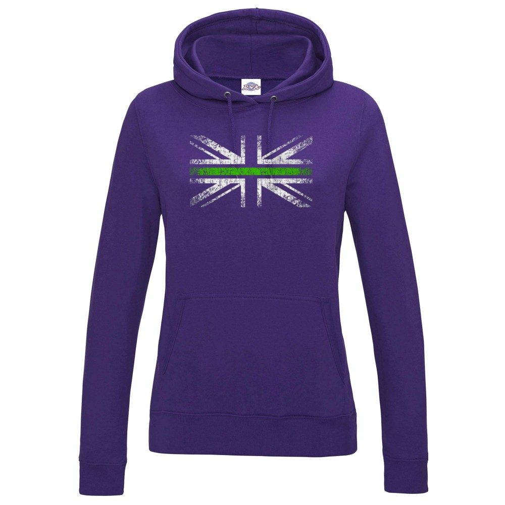 Womens Distressed Green Line Flag Hoodie - Image 3