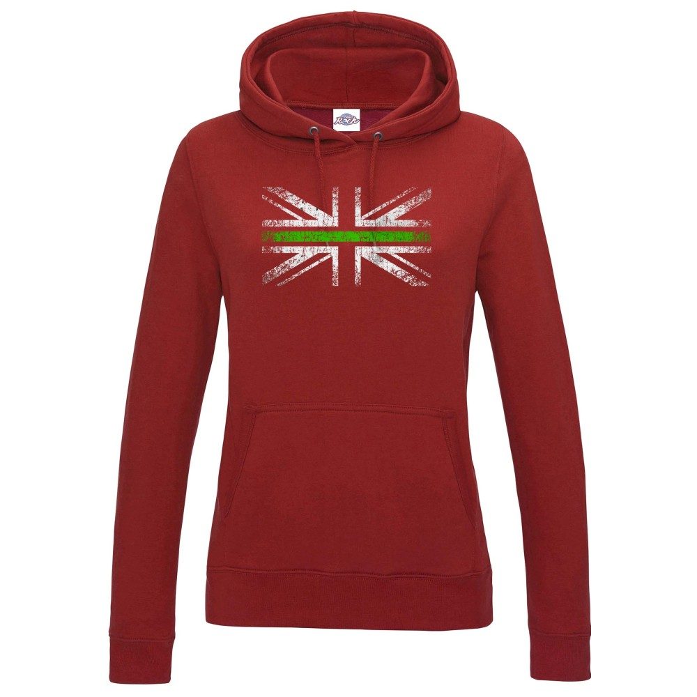 Womens Distressed Green Line Flag Hoodie - Image 2
