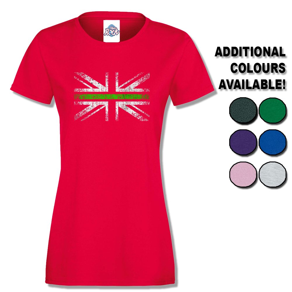 Womens Distressed Green Line Flag T-Shirt